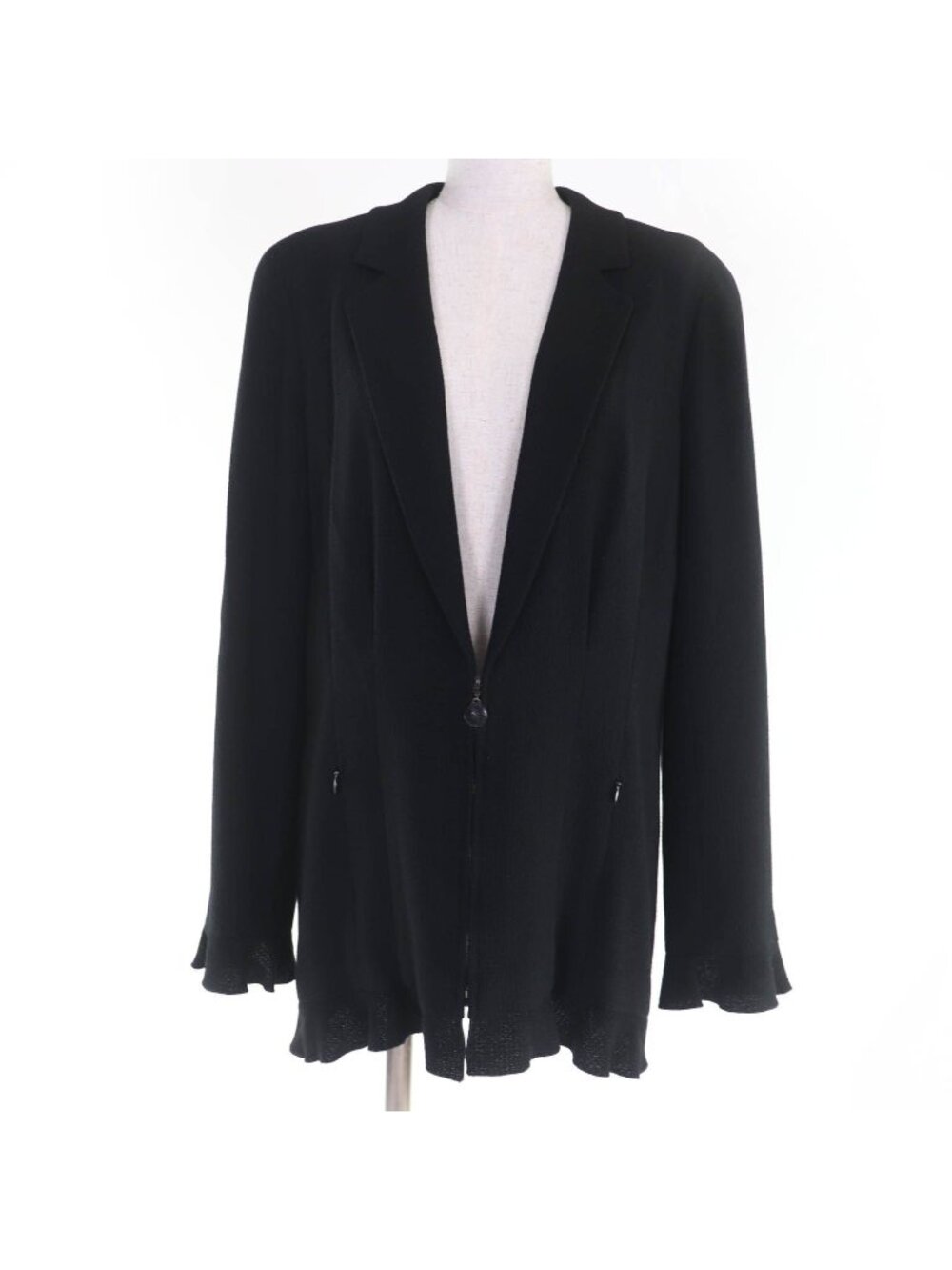 Chanel 02P Wool CC Logo Zip Jacket Black 42